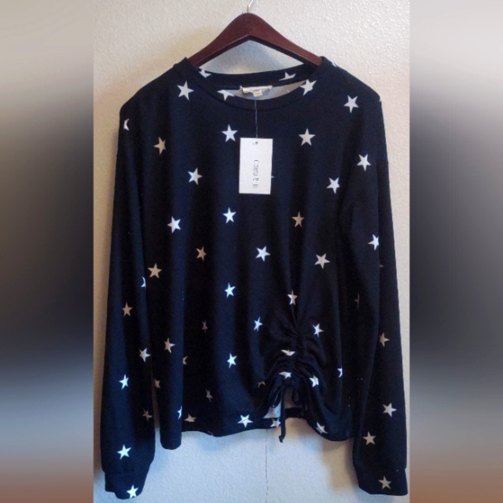 Breathable light weight Knit sweater w/drawstring on one side​